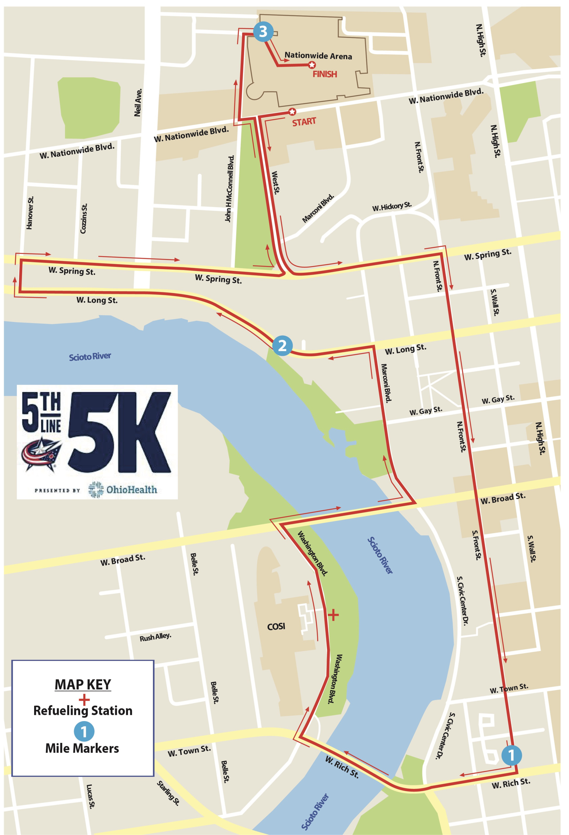 Course Map » The 5th Line 5K Race presented by OhioHealth